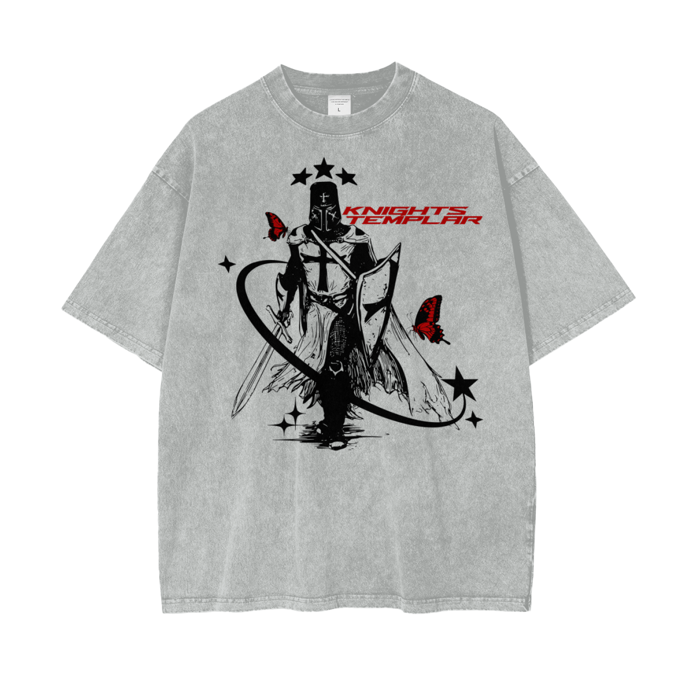 KNIGHTS TEMPLAR WHITE STONE WASH TEE