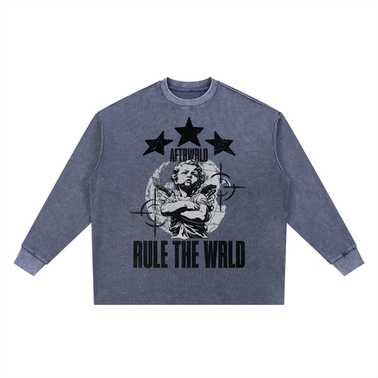 'RULE THE WRLD' Waffle Knit - TIDE BLUE