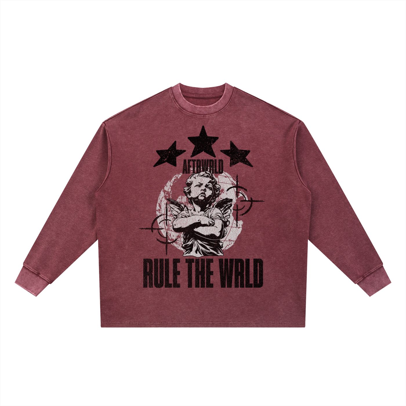 'RULE THE WRLD' Waffle knit - EMBER RED
