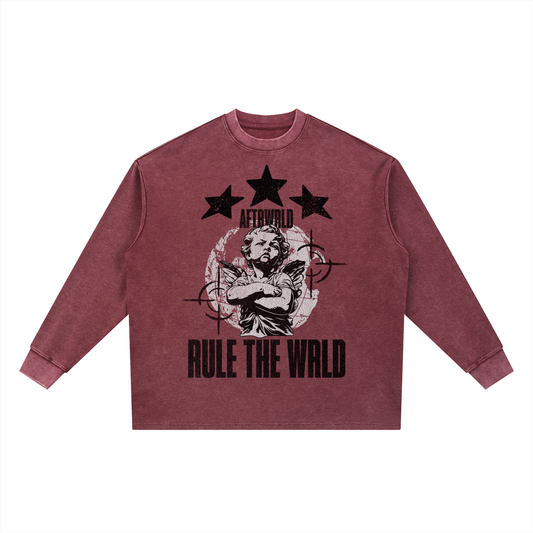 'RULE THE WRLD' Waffle knit - EMBER RED
